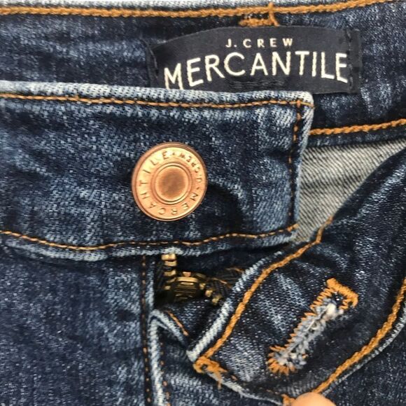 J. Crew Mercantile Blue Medium Wash Raw Hem Denim Mini Skirt - Picture 11 of 14